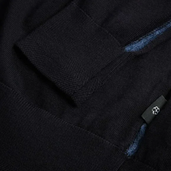 Ted Baker Tooting Merino Wool Half Zip Sweater in Navy Sz M NWT - Picture 3 of 12
